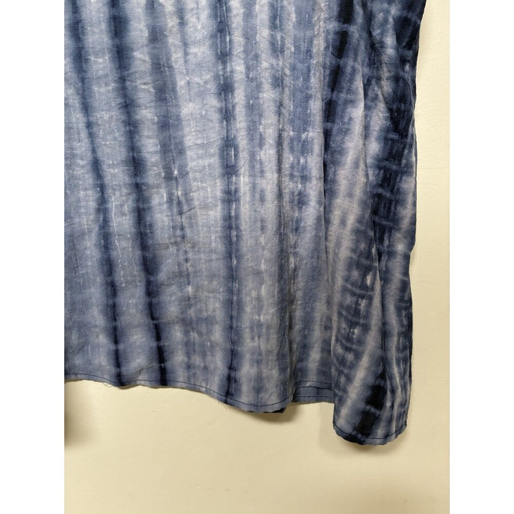 Bloom Chic Blue Tie Dye Linen Blend Blouse Size 18-20 Boho Coastal - Picture 4 of 11